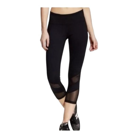 Z by Zella Cropped Mesh Activewear Black Leggings - Picture 1 of 6